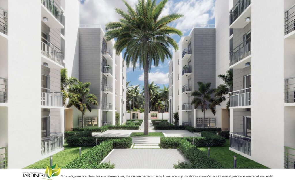 Render de los edificios de Jardines III